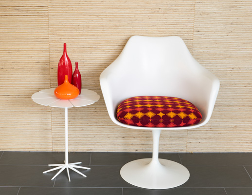 Balance Wit March 2016 Pattern Orange Red Saarinen Tulip White Upholstery
