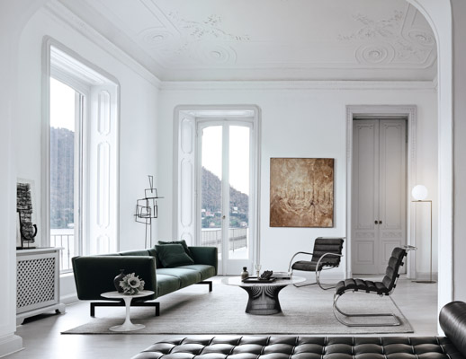 avio sofa piero lissoni eero saarinen side table warren platner coffee table ludwig mies van der rohe mr lounge chair 